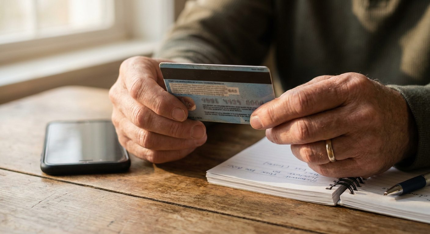Person holding health insurance card at kitchen table preparing to verify Cigna rehab coverage benefits